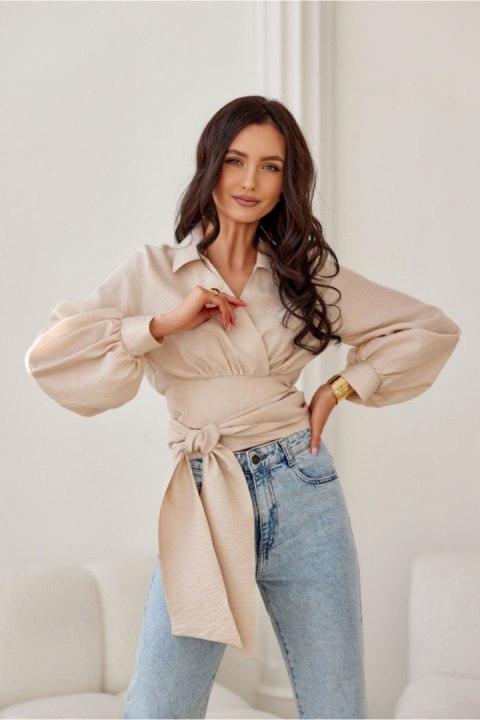 Bluzka Model Bella BEZ BLU0205 Beige - Roco Fashion