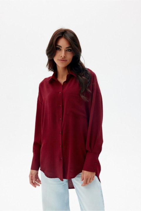 Koszula Damska Model Elisa BOR BLU0192 Bordo - Roco Fashion