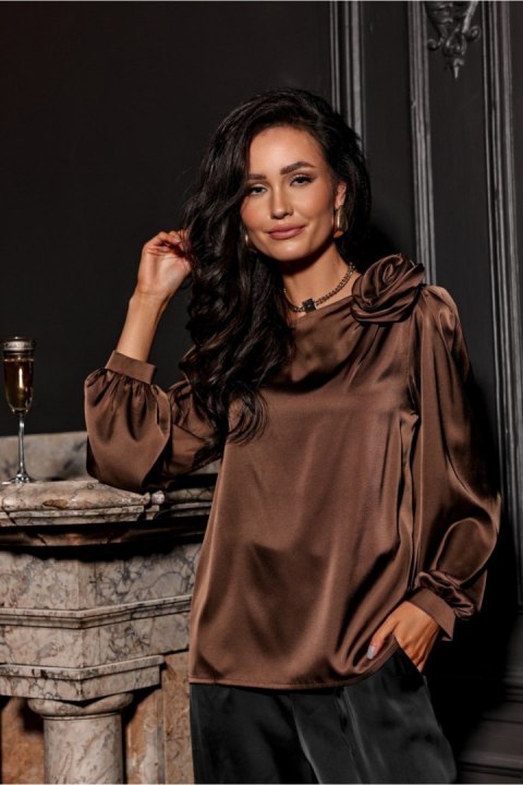 Bluzka Model Evelyn BRA BLU0194 Brown - Roco Fashion