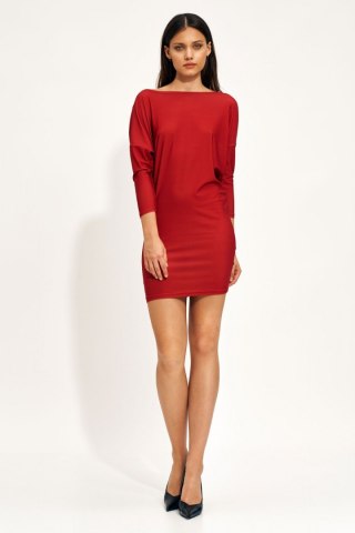 Sukienka Czerwona mini sukienka typu nietoperz S215 Red - Nife