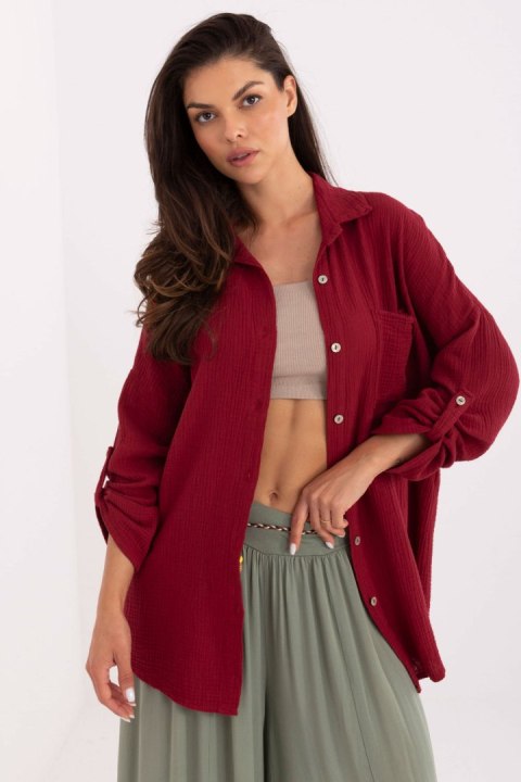 Koszula Damska Model MO-KS-9368.98 Bordo - Italy Moda